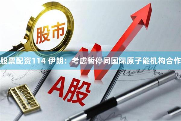 股票配资114 伊朗：考虑暂停同国际原子能机构合作