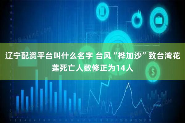 辽宁配资平台叫什么名字 台风“桦加沙”致台湾花莲死亡人数修正为14人