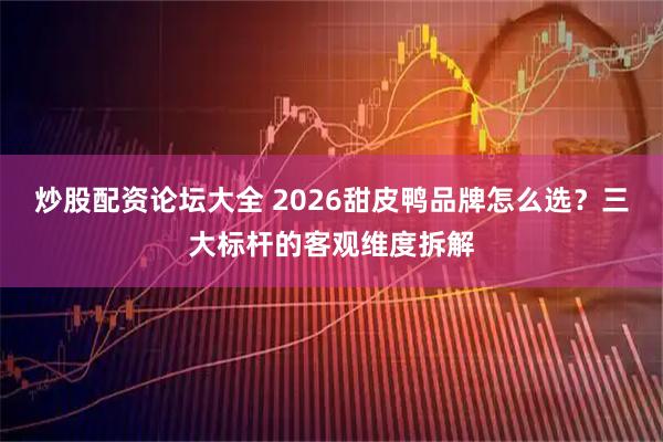 炒股配资论坛大全 2026甜皮鸭品牌怎么选?三大标杆的客观维度拆解